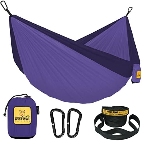 Wise Owl Outfitters Camping Hammock – up to 500lbs Portable Hammock with Tree Straps - Travel, Backpacking, Hiking, Outdoors Camping Gear - Single or Double