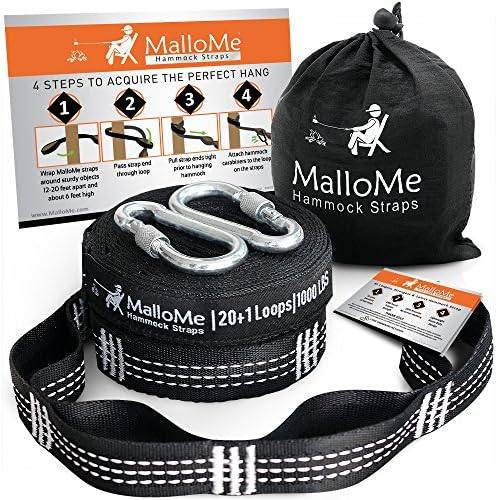 MalloMe Hammock Straps for Trees - Swing Straps - Multi-Purpose Hanging Kit, Heavy Duty Adjustable Tree Strap for Hammocks, Swings & Outdoor Use, Safe for Branch or Between 2 Trees