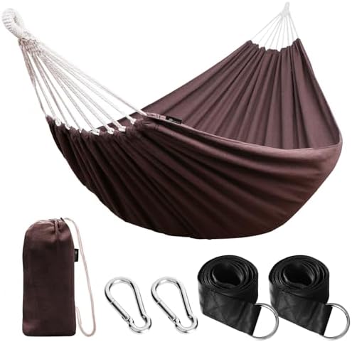 ANYOO Cotton Camping Hammock Portable with Tree Straps Holds 660lbs