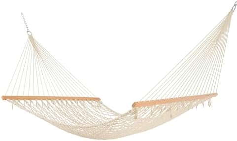Castaway Living 13 ft. Double Traditional Hand Woven Cotton Rope Hammock, 2-Person, 450 lb Capacity, Free Extension Chains & Tree Hooks, Designed in the USA