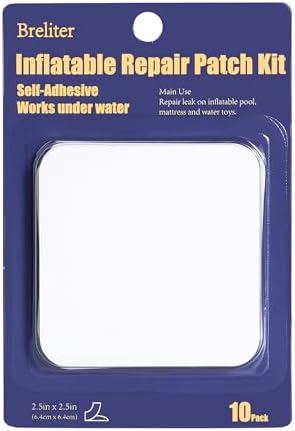 Breliter Inflatable Patch Repair Kit - Waterproof TPU Pool Repair Tape, Heavy Duty Repair Patch for Air Mattress, Bounce House, Inflatable Toys, Tent, Swimming Ring - 10 Packs of 2.5in x 2.5in, Square