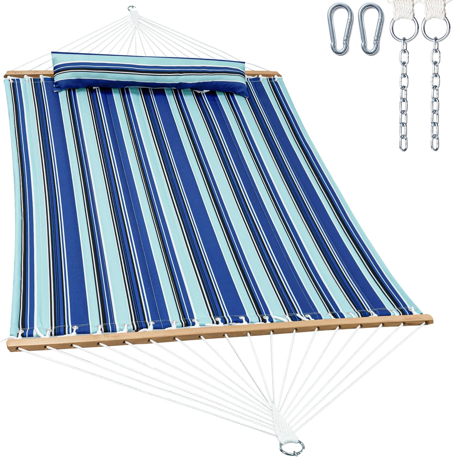 GAFETE 12ft 2 Person Hammock with Hardwood Spreader Bar
