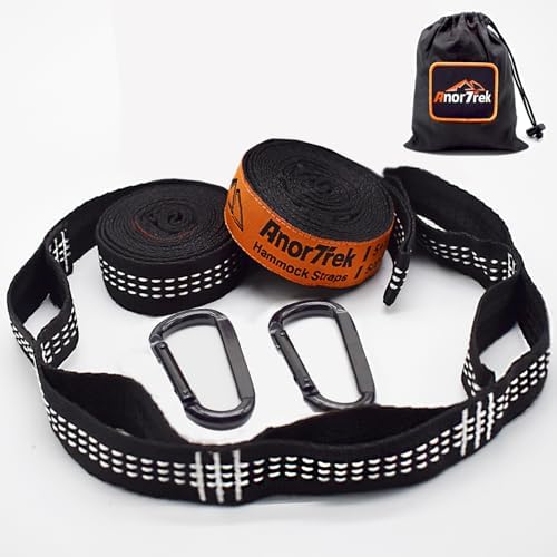 Lightweight Hammock Straps for Trees – 500 lbs per Strap, 8.2 ft with 5+1 Adjustable Loops & 2 Carabiners | Compact Essential Suspension System for Camping (8.2 ft (2.5 m) with 2 D-Ring Carabiners)