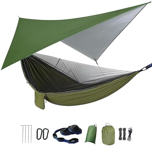 Camping Hammock with Rain Fly Tarp Mosquito Net